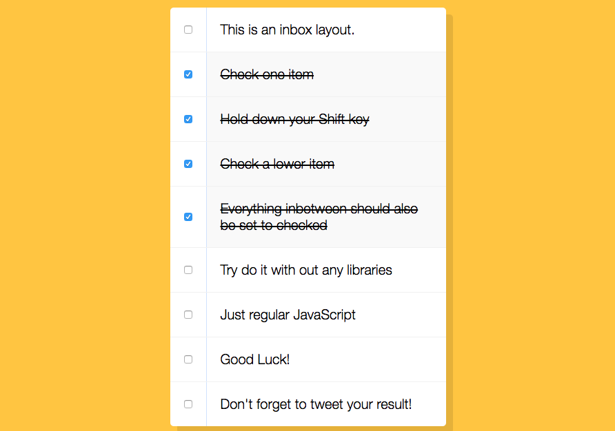 Checkbox Select by holding Shift